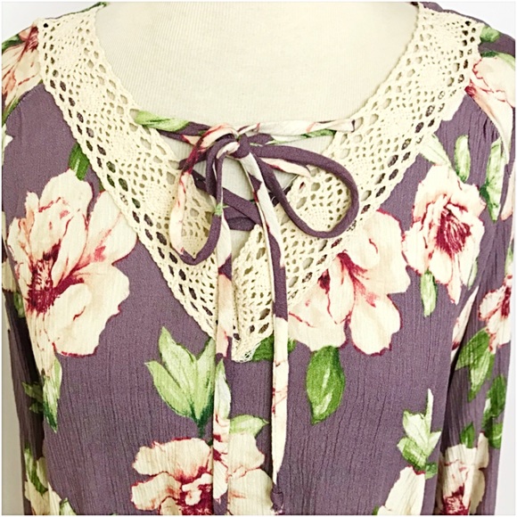 Boho Lace Up Peasant Top Blouse SML - Picture 5 of 6